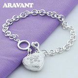 925 Silver Heart Bracelets Chains For Women Wedding Jewelry