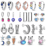 925 Silver Heart CZ Charm Pendant Double Stud Earrings