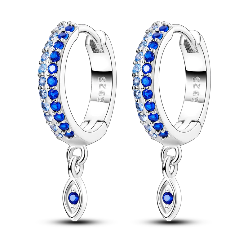 925 Silver Heart CZ Geometric Hoop Earrings For Women