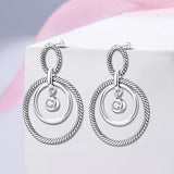 925 Silver Heart CZ Geometric Hoop Earrings For Women