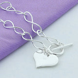 925 Silver Heart Chain Bracelet Women's Jewelry
