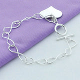 925 Silver Heart Chain Bracelet Women's Jewelry