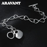925 Silver Heart Charm Bracelet Wedding Jewelry