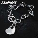 925 Silver Heart Charm Bracelet Wedding Jewelry