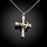 925 Silver Heart Cross Pendant Necklace Women Men Jewelry