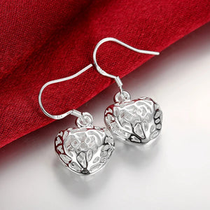 925 Silver Heart Drop Earrings For Women Party Jewelry Gift