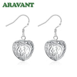 925 Silver Heart Drop Earrings For Women Party Jewelry Gift