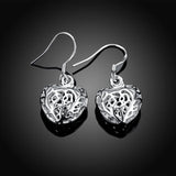 925 Silver Heart Drop Earrings For Women Party Jewelry Gift