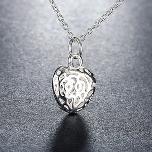 925 Silver Heart Pendant Necklace Chain For Women