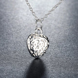 925 Silver Heart Pendant Necklace Chain For Women