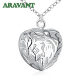 925 Silver Heart Pendant Necklace Chain For Women