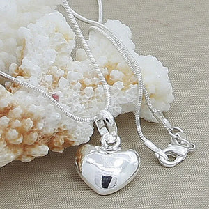 925 Silver Heart Pendant Necklace Chain For Women Girls