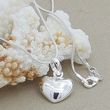 925 Silver Heart Pendant Necklace Chain For Women Girls