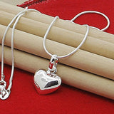 925 Silver Heart Pendant Necklace Chain For Women Girls