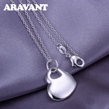 925 Silver Heart Pendant Necklace Chains for Women Wedding Jewelry