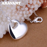 925 Silver Heart Pendant Necklace Chains for Women Wedding Jewelry