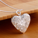 925 Silver Heart Photo Frame Necklace for Women Jewelry