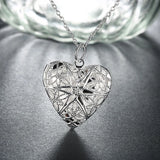 925 Silver Heart Photo Frame Necklace - Women's Jewelry Gift