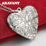 925 Silver Heart Photo Frame Necklace - Women's Jewelry Gift