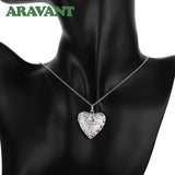 925 Silver Heart Photo Frame Necklace - Women's Jewelry Gift