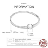 925 Silver Heart Snake Chain Bracelet - Women's Jewelry