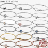 925 Silver Heart Chain Bracelet Knot Butterfly Clasp