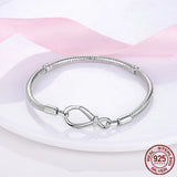 925 Silver Heart Chain Bracelet Infinite Knot Butterfly Clasp