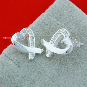 925 Silver Heart Stud Earrings Wedding Jewelry