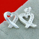925 Silver Heart Stud Earrings Wedding Jewelry