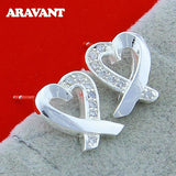 925 Silver Heart Stud Earrings Wedding Jewelry