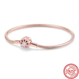 925 Silver Heart T-Bar Infinity Knot Lock Clasp Snake Chain Bracelet