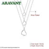925 Silver Heart Triple Layer Chain Necklaces For Women Wedding Jewelry