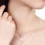 925 Silver Heart Triple Layer Chain Necklaces For Women Wedding Jewelry