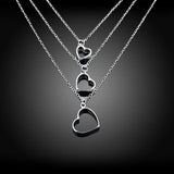 925 Silver Heart Triple Layer Chain Necklaces For Women Wedding Jewelry