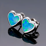 925 Silver Heart Opal Stud Earrings for Women Engagement Anniversary Party Gift