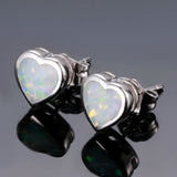 925 Silver Heart Opal Stud Earrings for Women Engagement Anniversary Party Gift