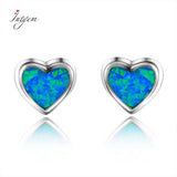 925 Silver Heart Opal Stud Earrings for Women Engagement Anniversary Party Gift