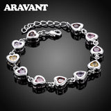 925 Silver Heart Zircon Bracelet Chains For Women