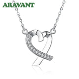 925 Silver Heart Zircon Necklace Chains For Women Jewelry
