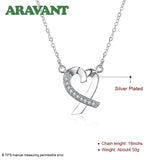 925 Silver Heart Zircon Necklace Chains For Women Jewelry