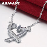 925 Silver Heart Zircon Necklace Chains For Women Jewelry