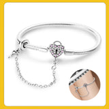 925 Silver Heart Key Lock Chain Bracelet Romantic DIY Femme Jewelry