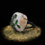925 Silver High Bohemia Colorful Zircon Ring For Women Party Wedding Engagement