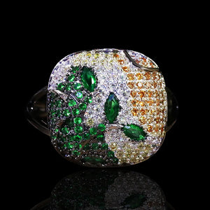925 Silver High Bohemia Colorful Zircon Ring For Women Party Wedding Engagement