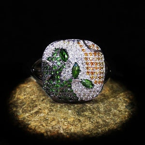 925 Silver High Bohemia Colorful Zircon Ring For Women Party Wedding Engagement