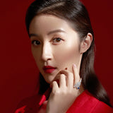 925 Silver Diamond Angel Wings Ring and Earrings Set for Ladies