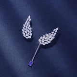 925 Silver Diamond Angel Wings Ring and Earrings Set for Ladies