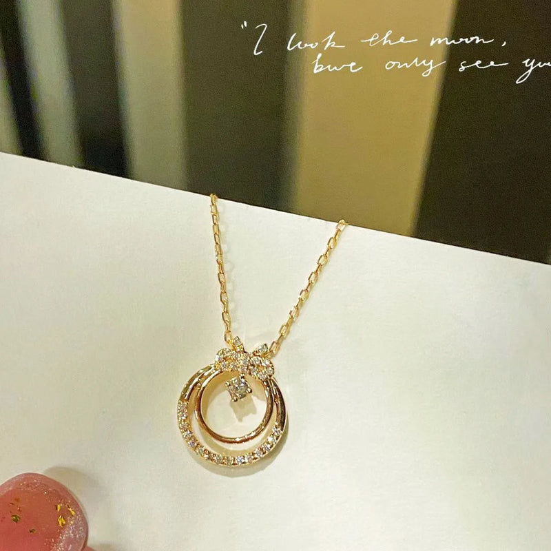 925 Silver High Pear Shaped Zircon Necklace Women's Flower Diamond Pendant