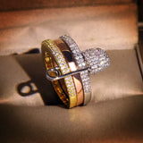 925 Silver Wide Finger Rings Set for Women with Cubic Zirconia - Party Accessory