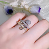 925 Silver Wide Finger Rings Set for Women with Cubic Zirconia - Party Accessory